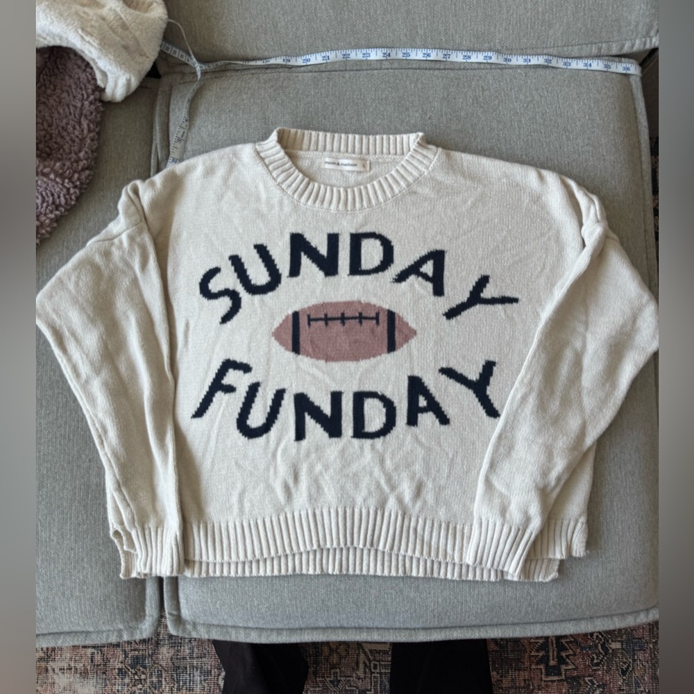 moon & madison Cream 'Sunday Funday' Sweater